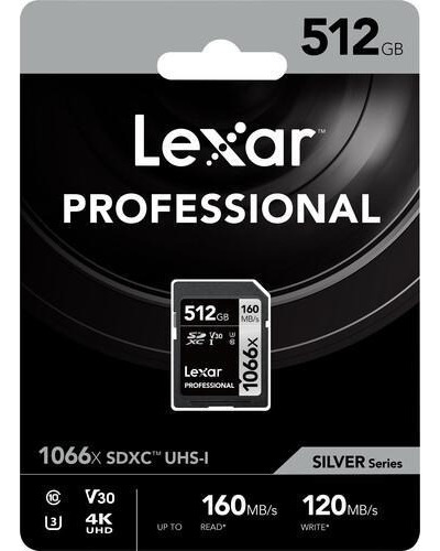 Cartão De Memória Lexar Sd Xc 512gb Uhs-i 1066x V30 160mb/s