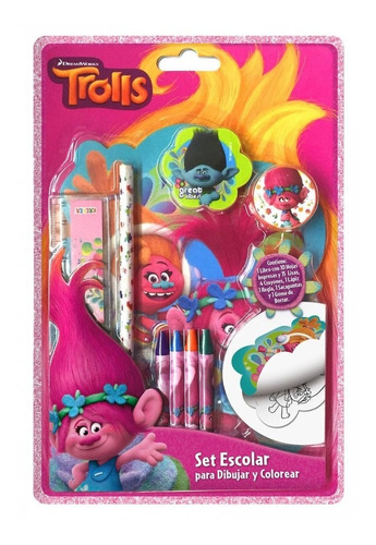 Set Escolar Trolls 9 Piezas Kreker Casa Valente