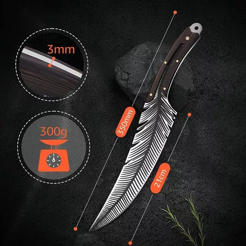 Huusk Cuchillo japonés, cuchillo de carnicero forjado a mano, cuchillo de  cocina japonés con vaina, cuchillo de carnicero para cortar carne, cuchillo