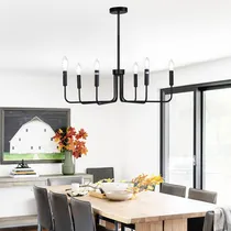Comprar Candelabro Casa Campo Lampara Moderna 6 Luz Negra Comedor No