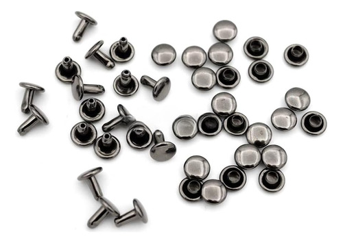 Remaches Para Cuero Doble Tapa 6mm 100sets Gun Metal