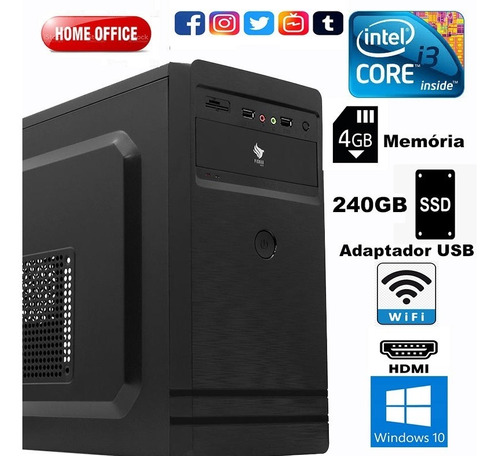 Computador Pc I3-530 2.93 Ghz 4gb Ssd 240gb Wi-fi Windows 10