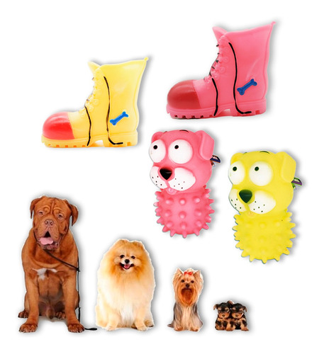 Imagem 4 de 6 de Kit Mordedor Pet Brinquedo P/ Cachorro 4pçs Brinca Exercita