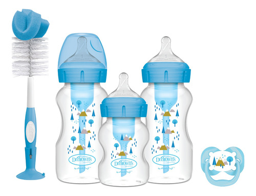 Set Mamaderas Boca Ancha Dr. Brown's 5pcs Azul Options+