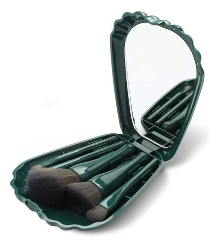 Set Brochas De Maquillaje Mini 5 Piezas Con Espejo Portatil