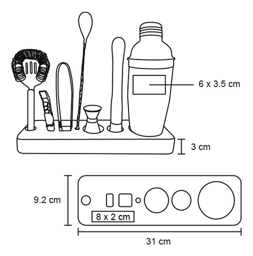 Set De Preparación De Bebidas Con Base De Madera Sólida.