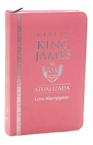 Bíblia King James Luxo Letra Hipergigante Rosa Com Zíper