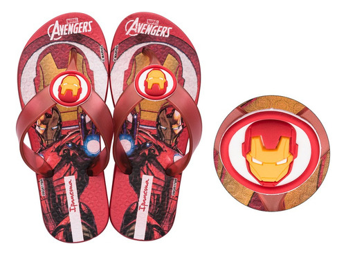 Chinelo Infantil Ipanema Avengers Homem De Ferro Logo Relevo