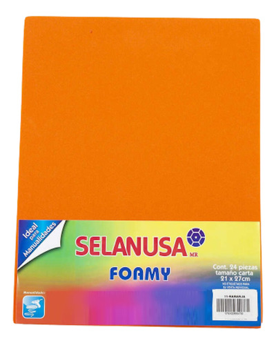 Foamy Tamaño Carta Liso 24 Pzas Manualidad Selanusa Color Naranja