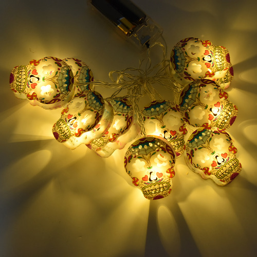 Cadena Led De 10 Luces Led Con Forma De Calavera Para Hallow