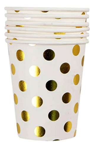 Set 20 Vasos Y 20 Platos Lunares Dorados Cotillón
