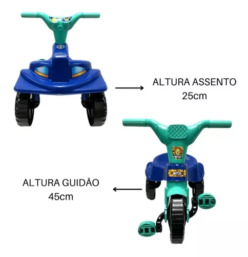 Triciclo Azul Motoca Criança Desmontavel Adesivos Menino em