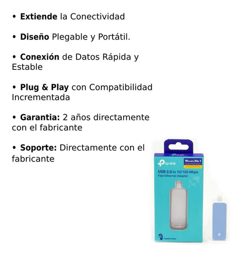 Imagen 5 de 7 de Adaptador De Red Tp-link Usb 2.0 A Ethernet A 100mbps