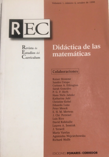 Revista Estudios Del Curriculum Didactica De Las Matematicas