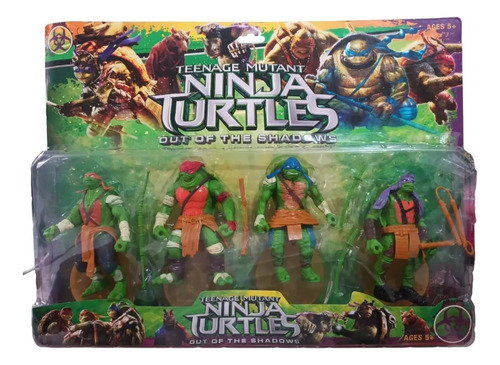 Tortugas Ninja Figuras Articuladas X4 Unidades + Accesorios