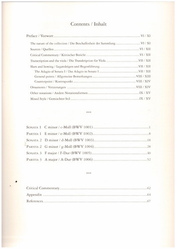 J.s. Bach: Sonatas & Partitas Bwv 1001-1006 Trans For Viola.