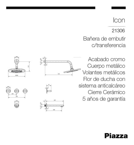 Imagen 9 de 10 de Combo Griferia Para Baño Lavatorio Bidet Ducha Icon Piazza
