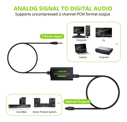 Enlace Conversor De Audio Analógico A Digital Para 3,5 Mm A