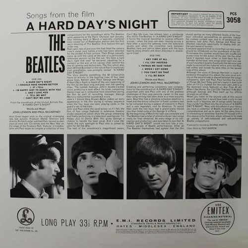 Vinilo The Beatles A Hard Day's Night Nuevo Sellado