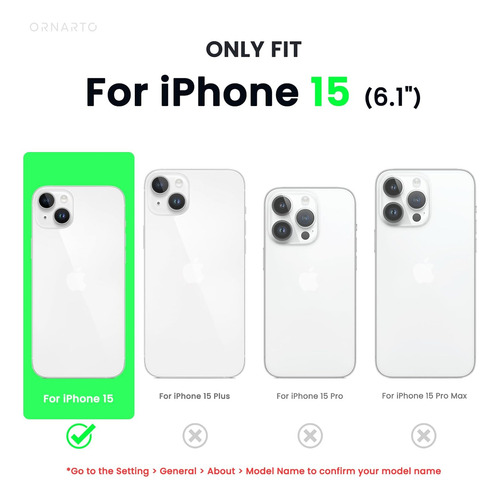 Funda Para Celular Ornarto, iPhone 15, Negro, Silicona