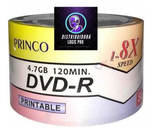 Dvd-r Grabable Princo Imprimible 8x 2h Cono Por 50und