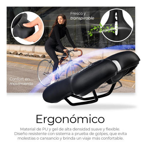 Asiento Bicicleta Cojín Suave Gel Acolchonada Cómodo Prostat
