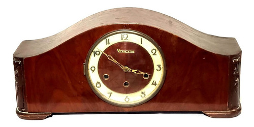 Relógio De Mesa Em Madeira Nobre Entalhada, C. 1940