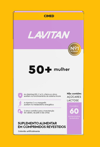 Kit 10 Suplemento Lavitan 50+ Mulher 60 Comprimidos - Cimed Sem Sabor