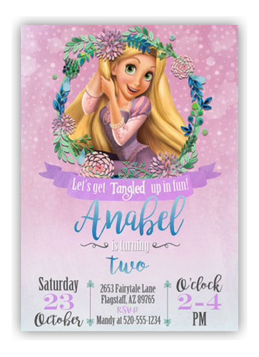 20 Invitaciones En Físico Y 1 Digital De Rapunzel