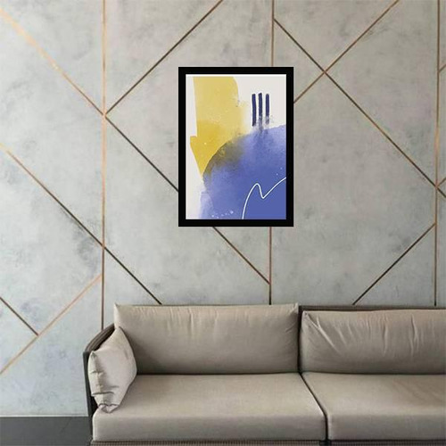 Quadro Decorativo Abstrato Azul E Amarelo Iii 45x34cm