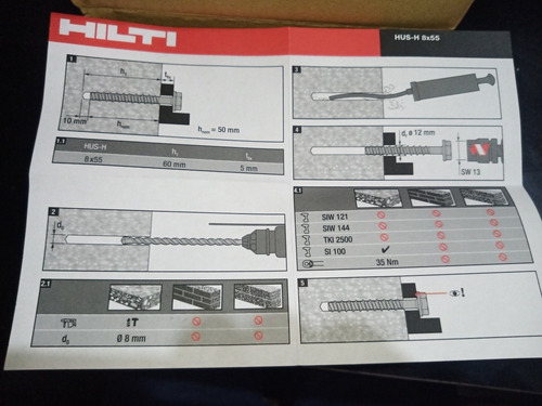 Anclaje Hilti Hus-h 50 Piezas (Usado)