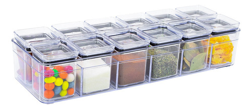 Kit Organizador 13 Mini Potes Herméticos Temperos Alimentos