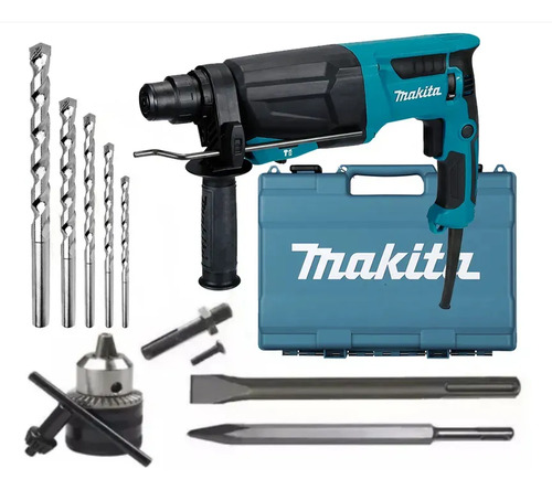 Martelete Perfurador E Rompedor Sds-plus Makita Hr2670 800w + Acessórios E Brocas Vídea