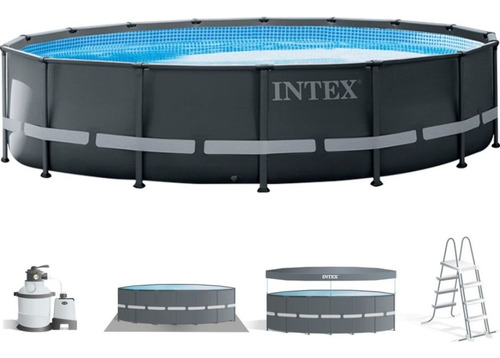 Piscina Circular De Armação Intex 19.126l Com Bomba Filtro Cor Cinza Bomba 110v