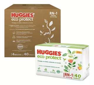 Pañales Huggies Eco Protect Bebe Etapa 1 Rn 160 Pz 3.5-5.5kg