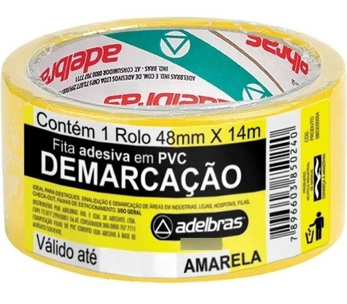 Fita Adesiva Demarcação De Solo Chão 48mm X 14m Adelbras