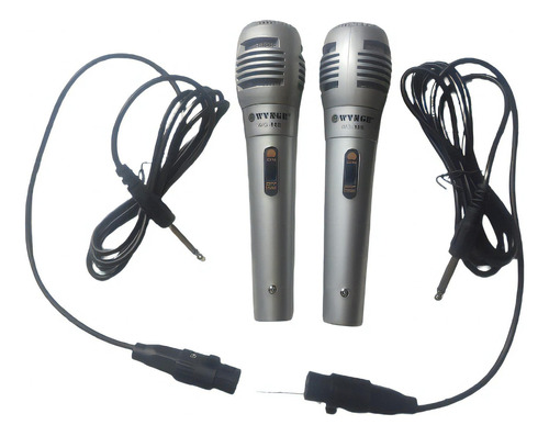 Micrófono Profesional Wvngr Wg-888 Alámbrico Karaoke Doble Color Plateado