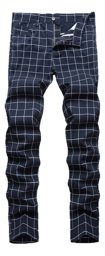 Pantalones Casuales A Cuadros A Rayas De Moda D Para Hombre,