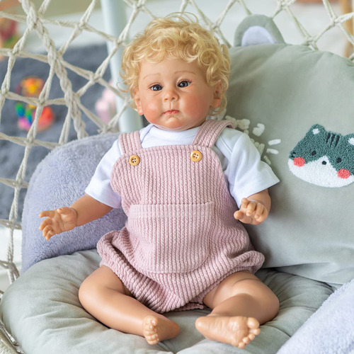 Boneca Huxley Reborn De 58 Cm Com Cabelo Loiro Enraizado, Ma