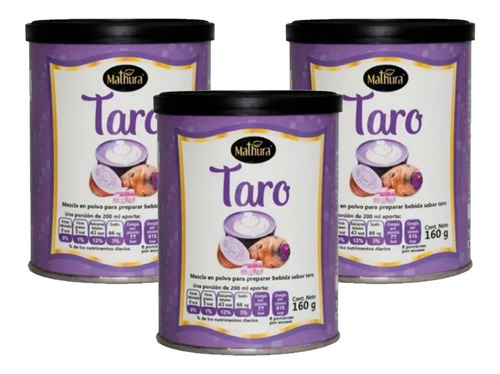 3 Pack Lata Taro En Polvo 160g C/u Marca Mathura