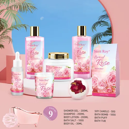 Set De Baño Saint Roy Mother Gift Para Mujer Con Aroma A Ros
