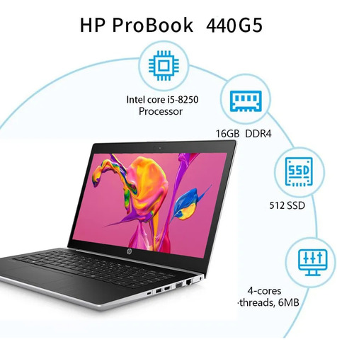 Laptop Hp 440g5 Core I5 8va 16g Ram Ddr4 512g Ssd Wifi Hdmi (Reacondicionado)