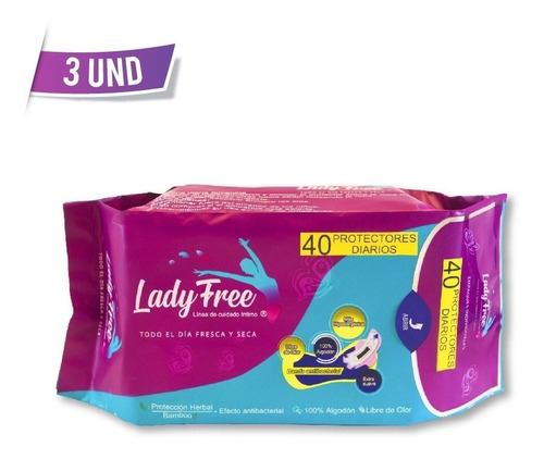 Protectores Diarios Femeninos Lady Free 40und X3pack