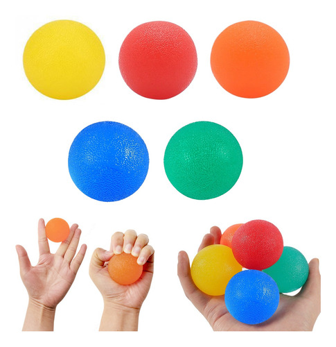 5 Pzs Pelotas De Gel Para Ejercitar Mano En Rehabilitación