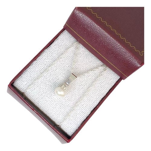 Dije,cadena Y Aros Plata 925 Y Perlas Cultivo (mg09/a1/sing) Color Singapur 40 Cm