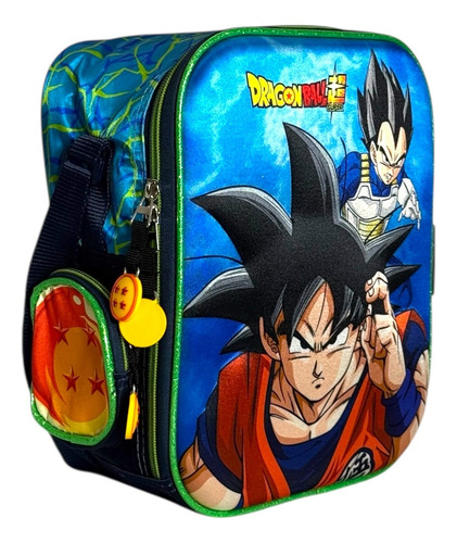 Kit Mochila Dragon Ball Goku Vegeta Lonch Lap Original Prima Azul Azul