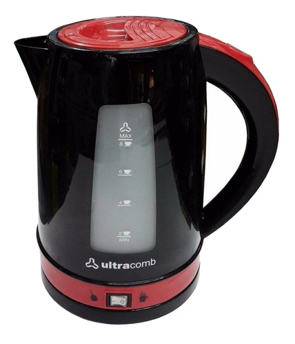 Imagen 2 de 2 de Pava eléctrica Ultracomb PE-4907 negra y roja 220V 2L