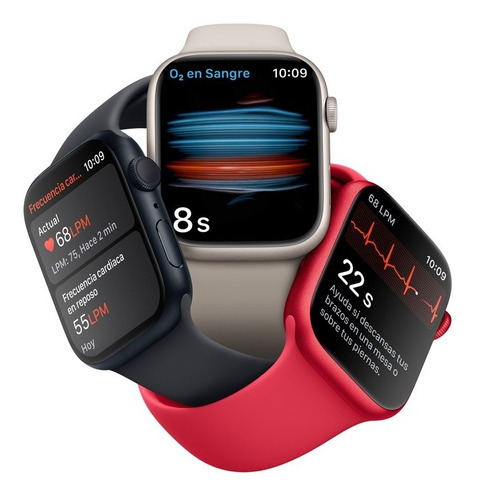 Imagen 5 de 9 de Apple Watch Series 8 GPS - Caja de aluminio medianoche 45 mm - Correa deportiva medianoche - Patrón