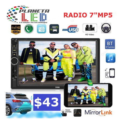 Radio Pantalla Doble Din Mp5 Video Usb Sd Bluetooh Hd 7