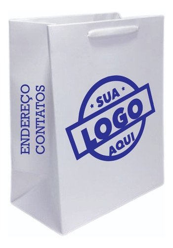 100 Sacolas De Papel Personalizada 1 Cor 18x22x9cm